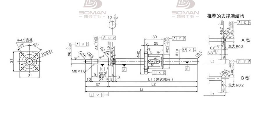 KURODA GP1002DS-EAFR-0210B-C3S 黑田丝杆图纸