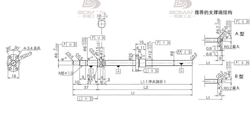 KURODA DP0801JS-HDNR-0180B-C3F 黑田丝杆GZ2005