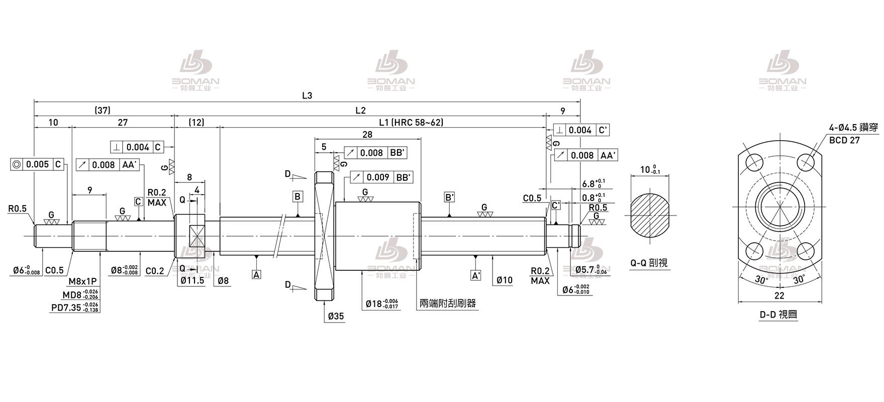 HIWIN上银 R10-2T3-FSI-250-308-0.008 上银滚珠丝杆用途是什么