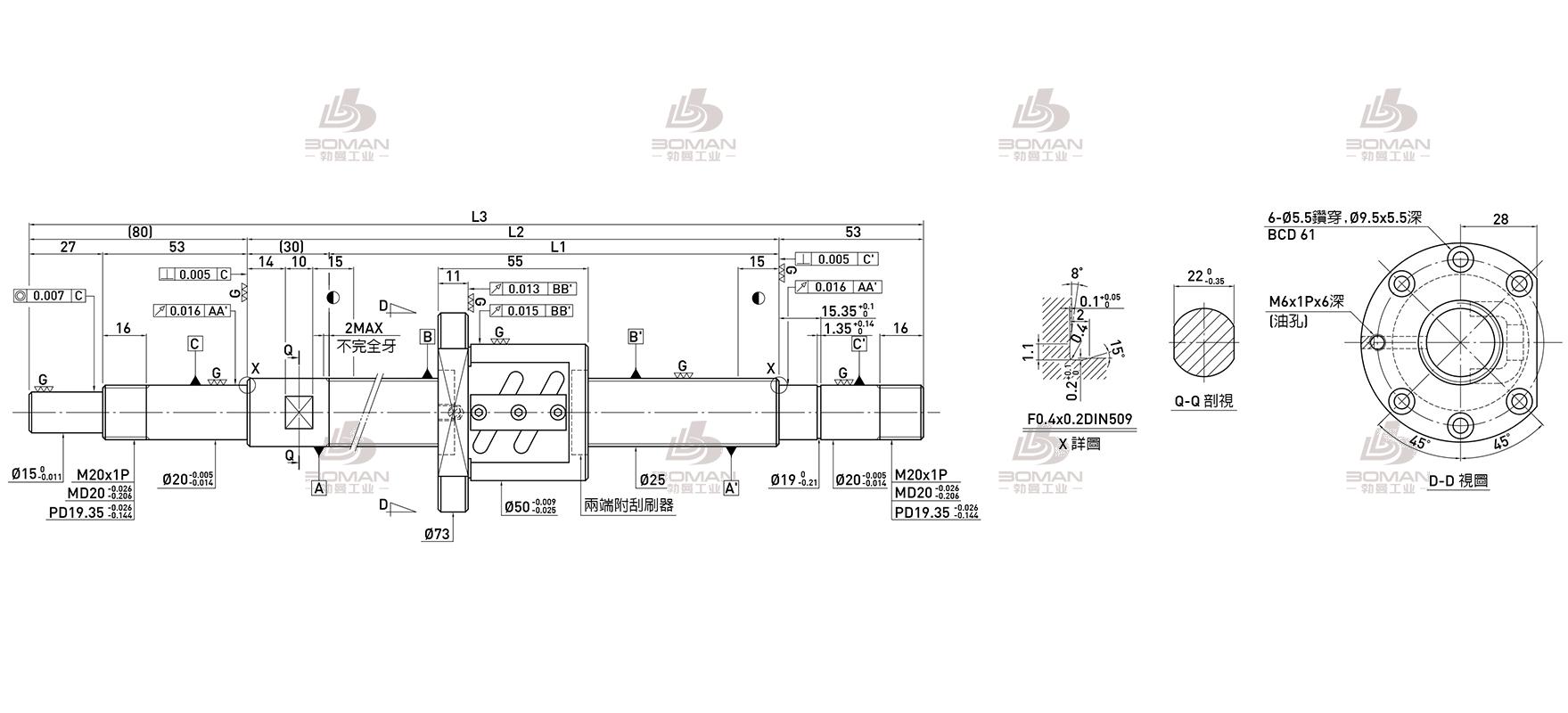 HIWIN上银 R25-5B2-FSW-270-433-0.018 上银滚珠丝杠解读
