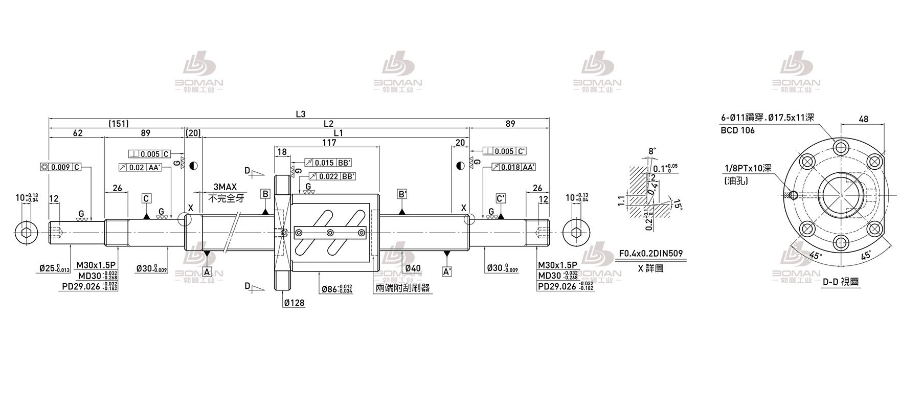HIWIN上银 R40-12B1-OFSW-1780-2039-0.018 cnc上银研磨丝杆有哪些