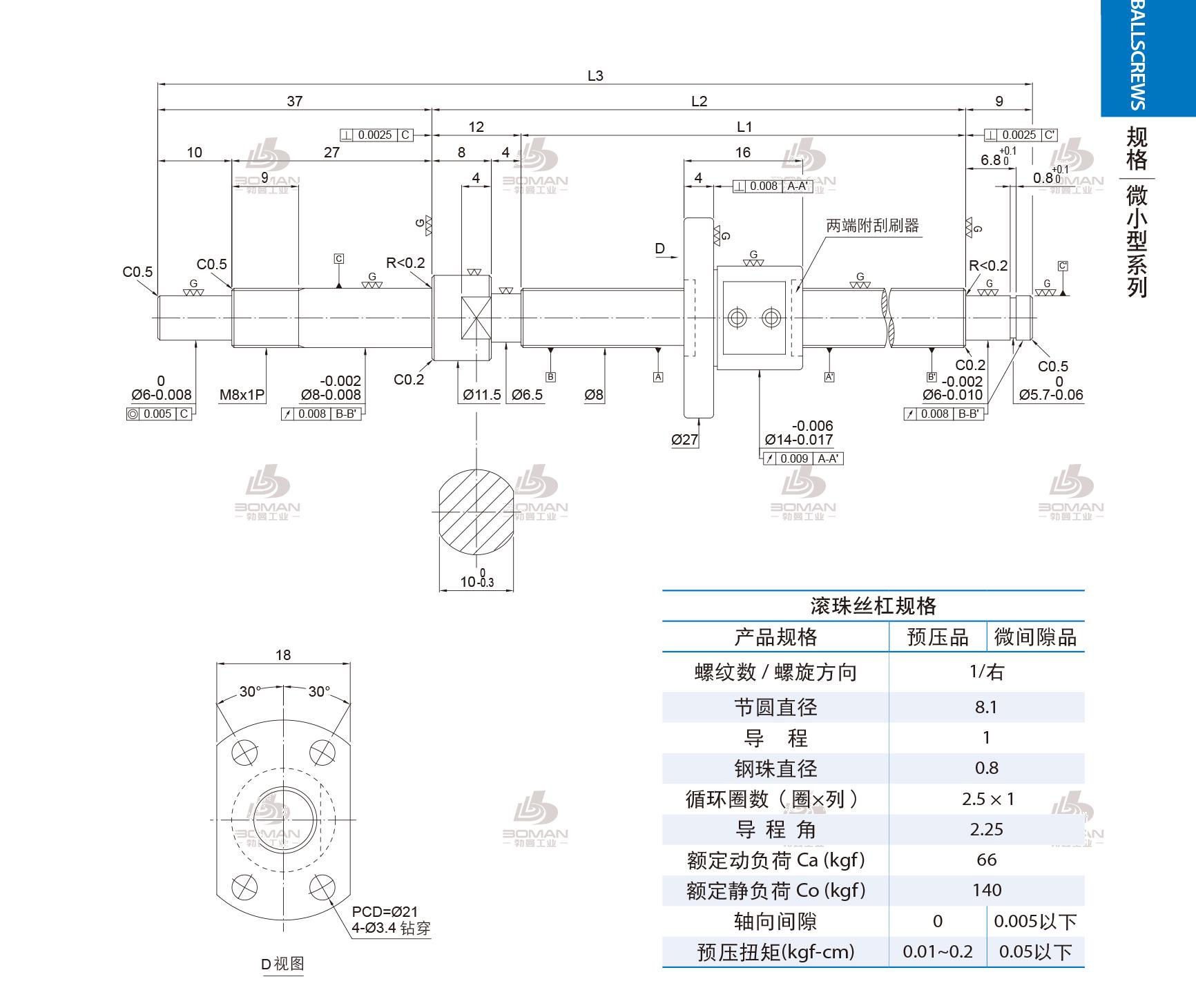 PMI FSM0801-C3-1R-0168 pmi滚珠丝杠批发
