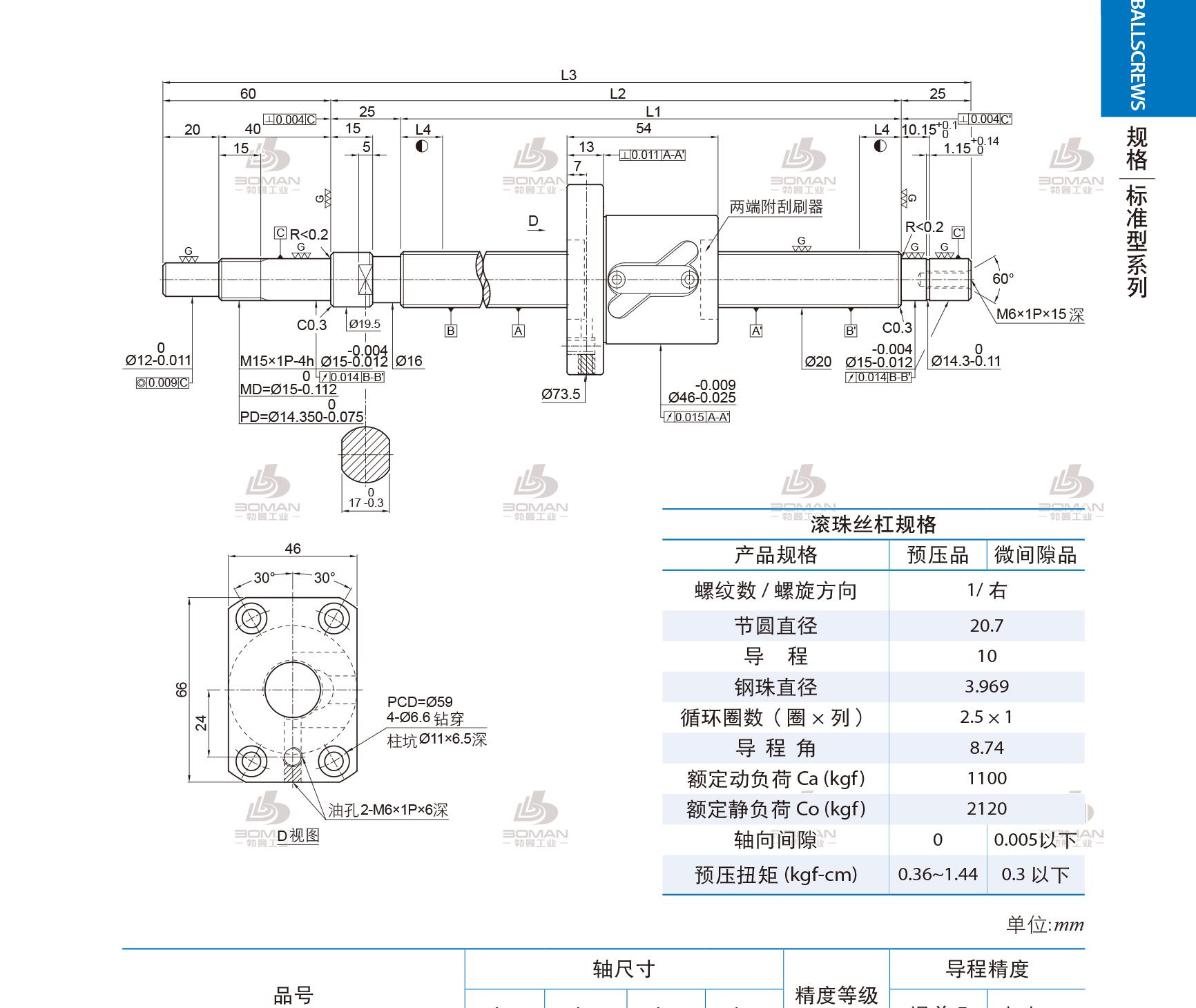 PMI 1R20-10B1-1FSWC-989-1099-0.018 pmi丝杠3210