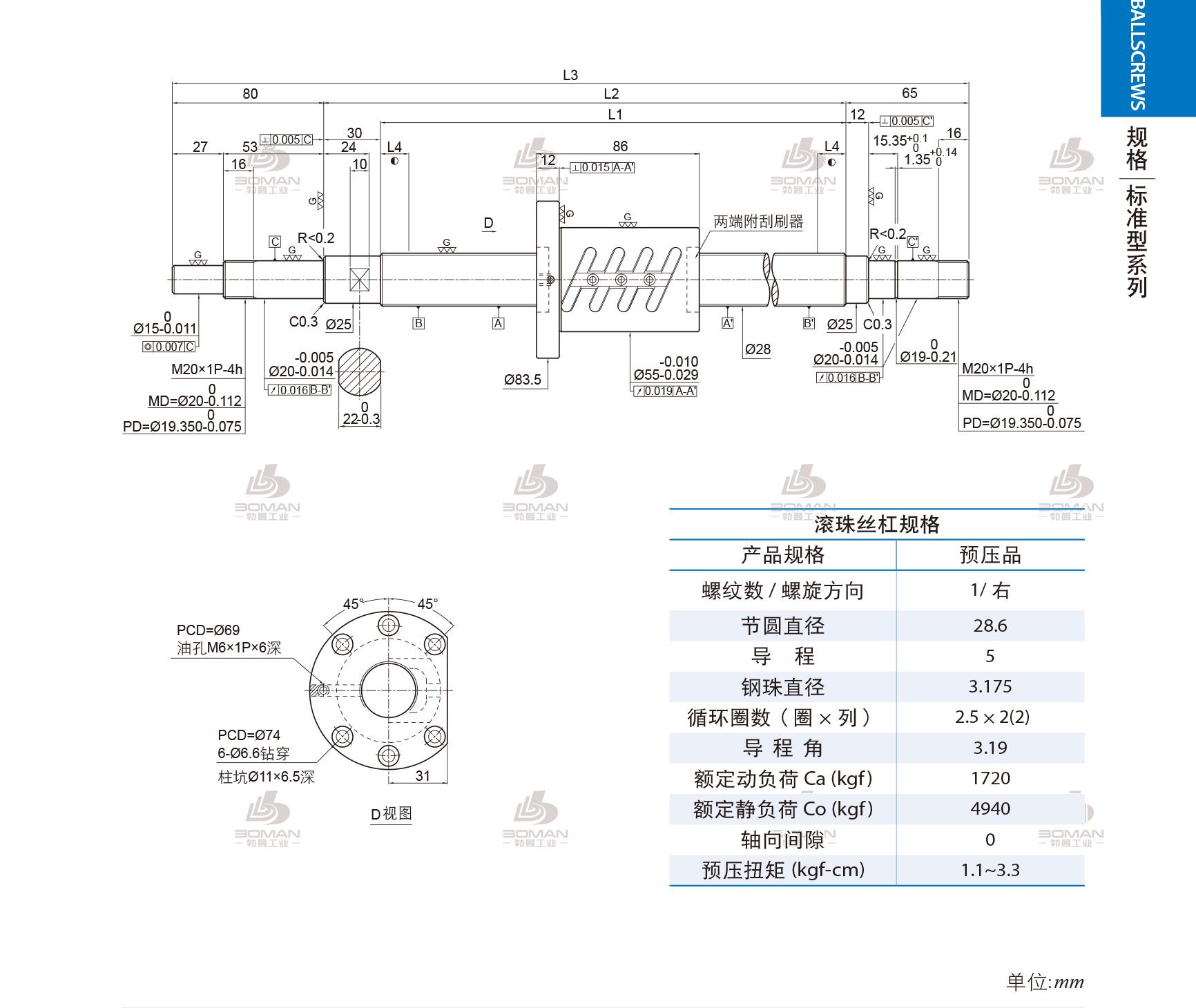 PMI 1R28-05B2-1FOWC-558-733-0.018 pmi滚珠丝杠定制