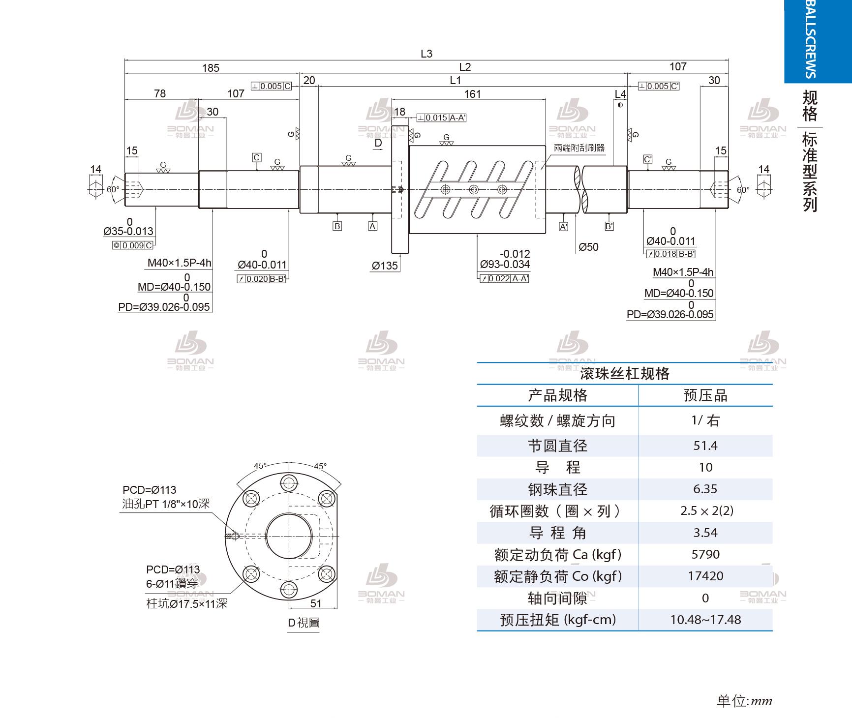 PMI 1R50-10B2-1FOWC-980-1292-0.018 丝杆精密级和转造级pmi